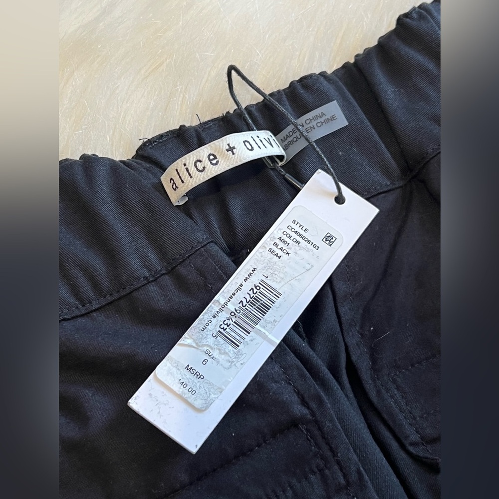 🆕 Alice + Olivia AKERS OVERSIZED CARGO PANT COLOR Black Sz 6 - Picture 14 of 16